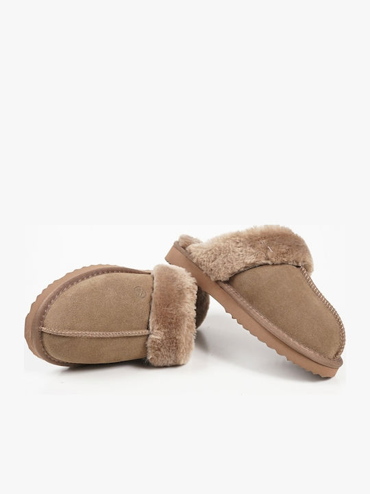 Suede Closed Brown Women's Slippers