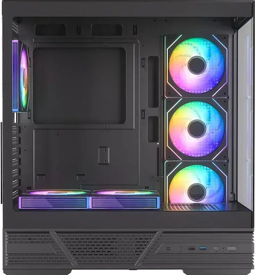 Dervish Mark 2 Gaming Midi Tower Computer Case with Side Window and ARGB Lighting Black