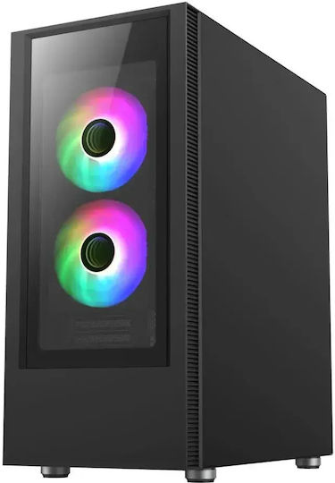 Tempest Gaming Midi Tower Computer Case with Side Window and ARGB Lighting Black