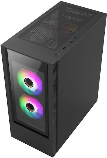 Tempest Gaming Midi Tower Computer Case with Side Window and ARGB Lighting Black