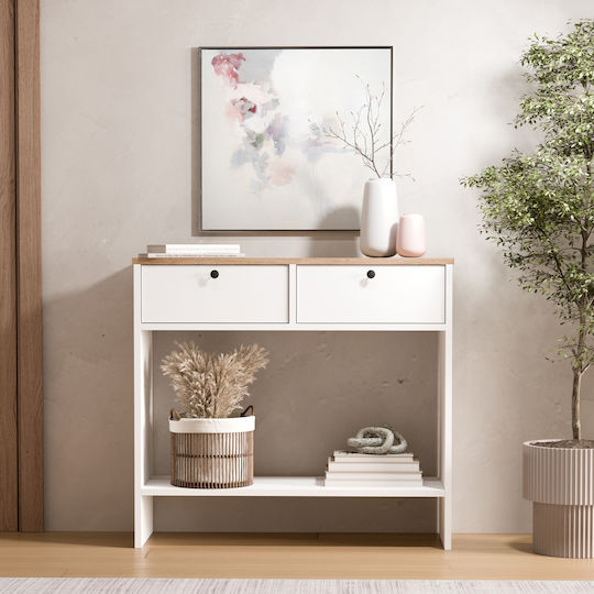 Fenrir Wooden Console Table White/Natural L90xW32xH81.8cm Fenrir Wooden Console Table White/Natural L90xW32xH81.8cm