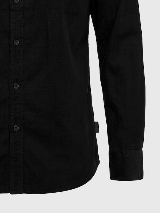 Long-Sleeve Corduroy Shirt in Regular Fit Black