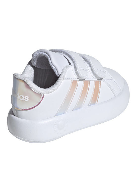 Grand Court 2.0 Kids Sneakers with Hoop & Loop Closure Cloud White / Iridescent / Grey Two