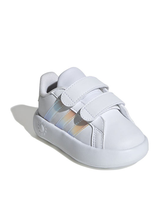 Grand Court 2.0 Kids Sneakers with Hoop & Loop Closure Cloud White / Iridescent / Grey Two