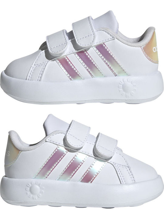 Grand Court 2.0 Kids Sneakers with Hoop & Loop Closure Cloud White / Iridescent / Grey Two