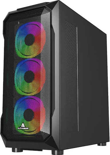 Artisan Argb Gaming Midi Tower Computer Case with Side Window Black