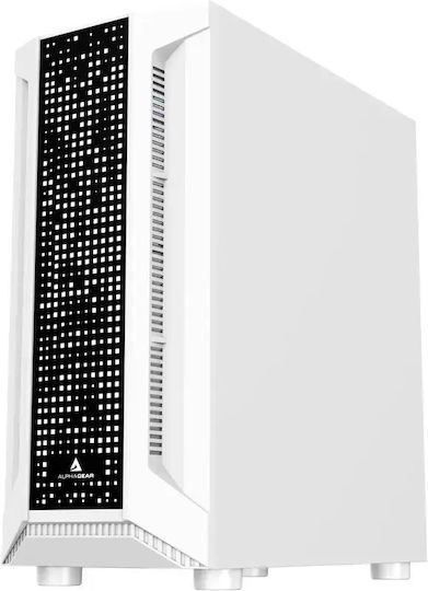 Trickster Gaming Midi Tower Computer Case with Side Window and RGB Lighting White