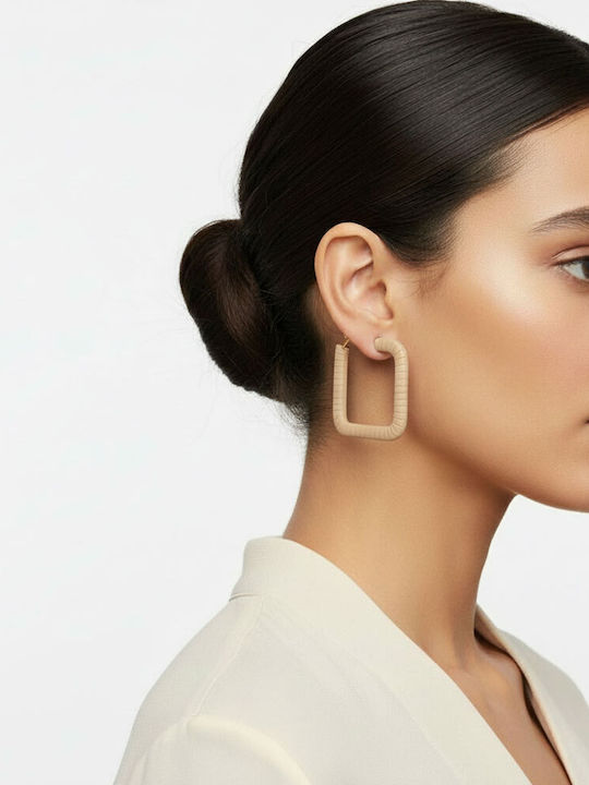 Beige Square Earrings