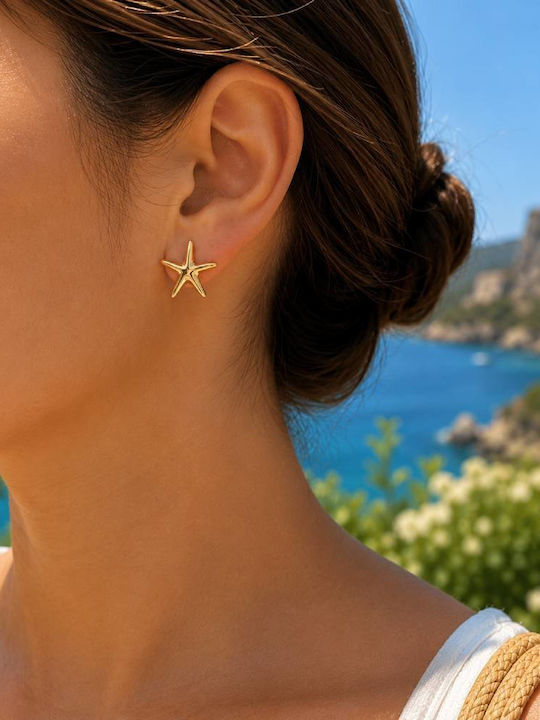 Women's Gold Starfish Steel Earrings