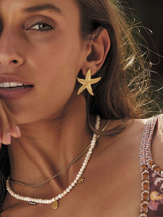 Gold Starfish Stud Earrings in Steel
