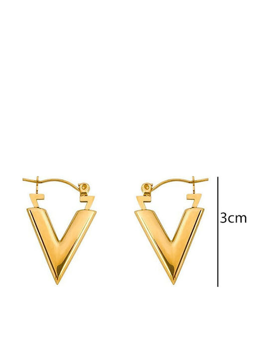 Geometric V Steel Earrings in Silver