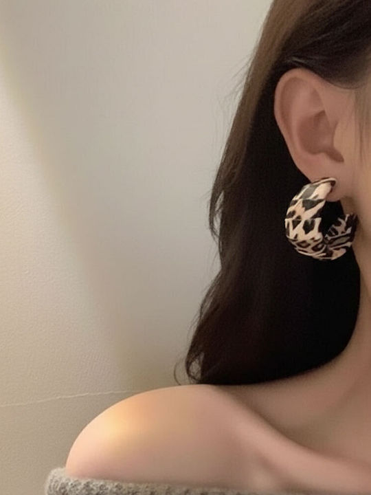 Light-Colored Animal Print Hoop Earrings