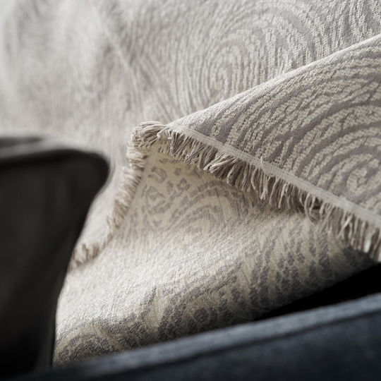 Gofis Home Silver Three-Seater Sofa Throw Chenille 180x310cm Silver Beige 448/45