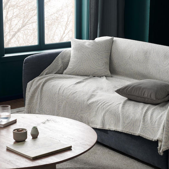 Gofis Home Three-Seater Sofa Throw Chenille 180x310cm Silver Grey 448/15