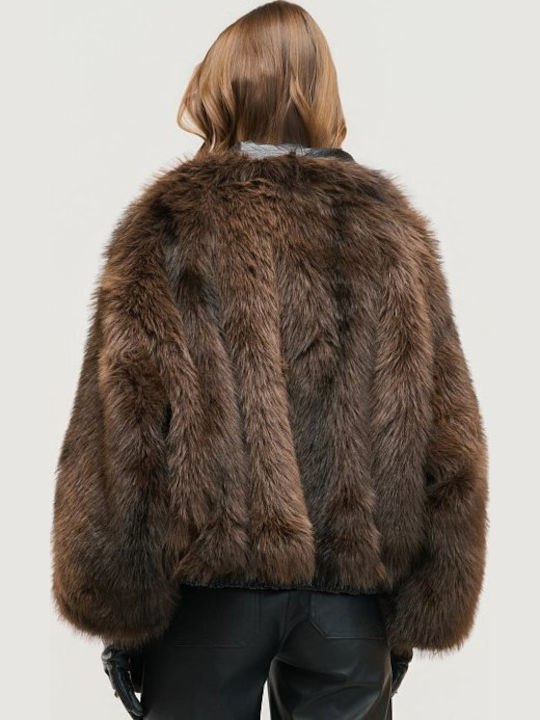 Women's Biker Jacket with Fur Lining Black