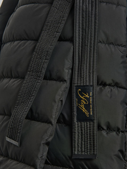 Lange Damen-Winterjacke Schwarz