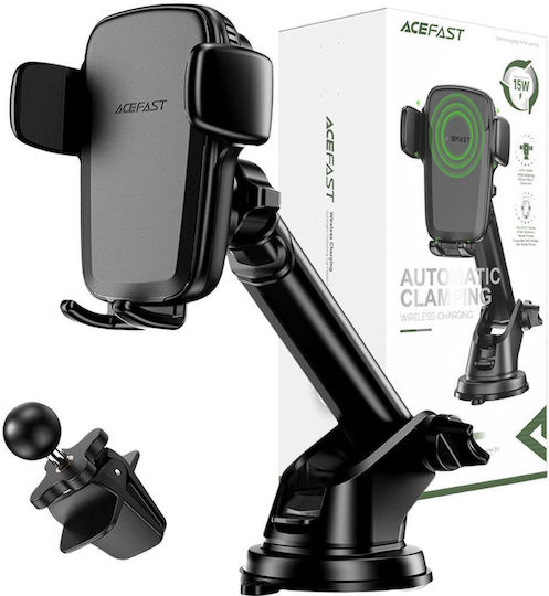Acefast D1 3in1 Gerätehalterung für Handy 4.5" - 6.7" mit kabelloser Ladung 15W Schwarze Acefast D1 3in1 Gerätehalterung für Handy 4.5" - 6.7" mit kabelloser Ladung 15W Schwarze