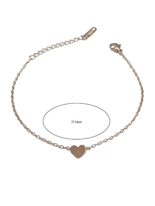 Damenarmband Kette mit Herzmotiv aus vergoldetem Stahl 17 cm