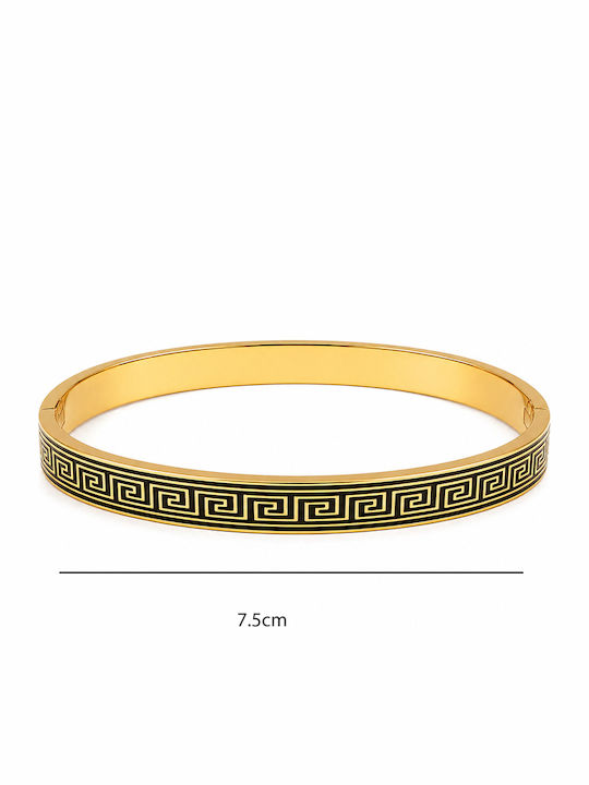 Gold-Plated Steel Cuff Bracelet with Meander Design