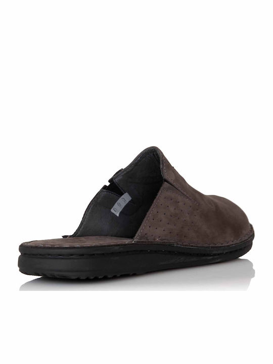 Leather Men's Brown Anatomical Slippers
