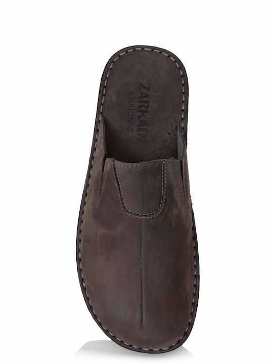 Leather Men's Brown Anatomical Slippers