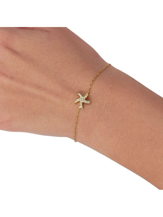 Women's Gold-Plated Steel Chain Bracelet with Zircon