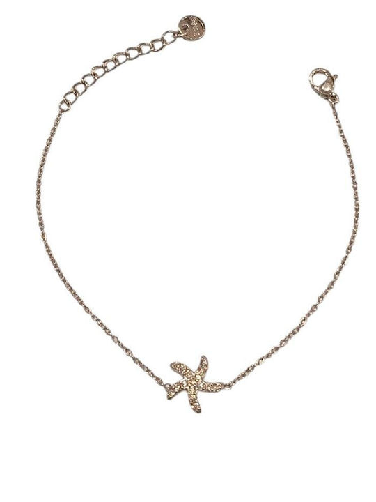Women's Gold-Plated Steel Chain Bracelet with Zircon