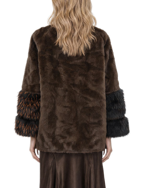 C. Manolo Short Women's Brown-Black Fur