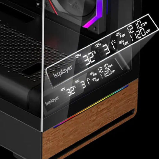 WD8 Gaming Midi Tower Κουτί Υπολογιστή με Πλαϊνό Παράθυρο και ARGB Φωτισμό Μαύρο