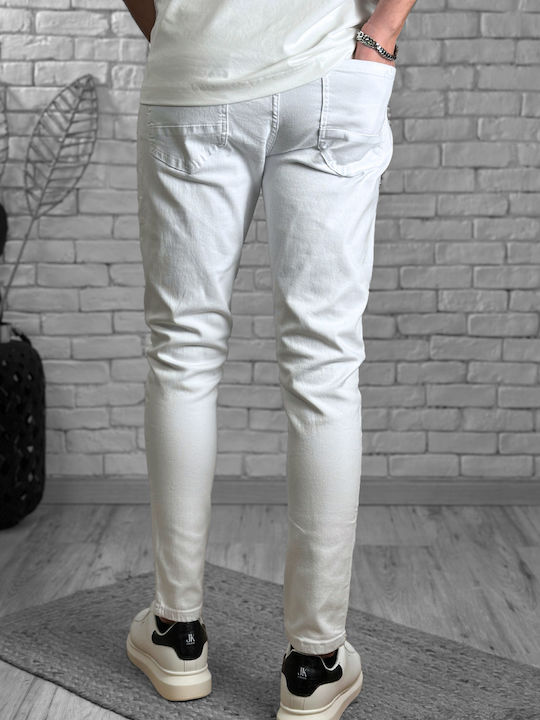 Мъжки еластични дънки със Slim Fit кройка, бели