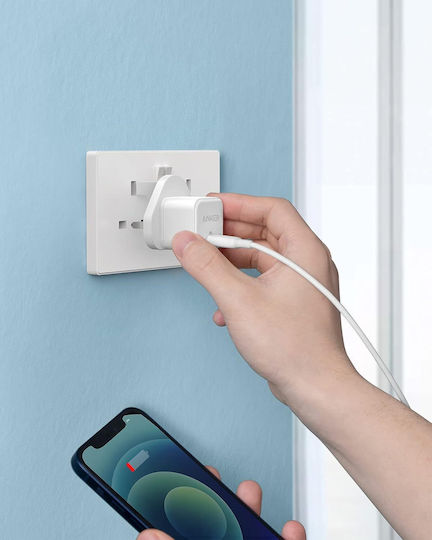 Anker Ladegerät mit Integriertem Kabel und USB-C-Anschluss 20 W Weiß (PowerPort III Cube)