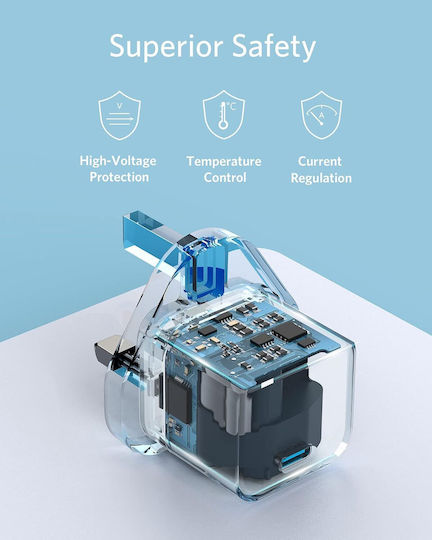 Anker Ladegerät mit Integriertem Kabel und USB-C-Anschluss 20 W Weiß (PowerPort III Cube)
