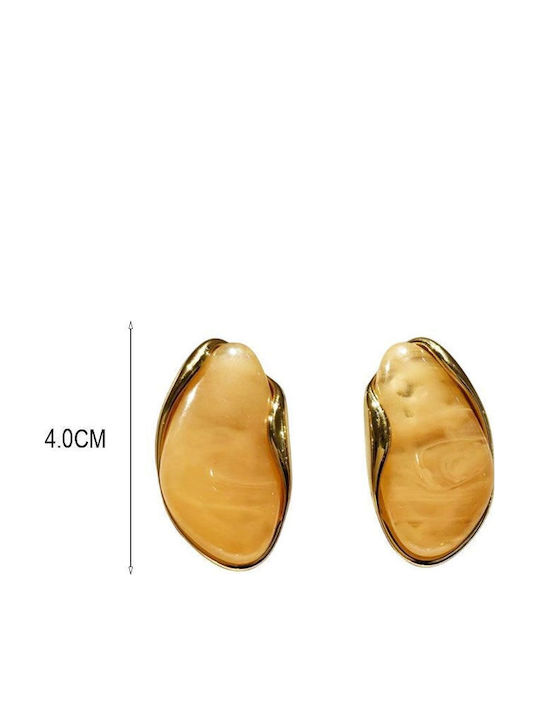 Orange Translucent Stone Stud Earrings