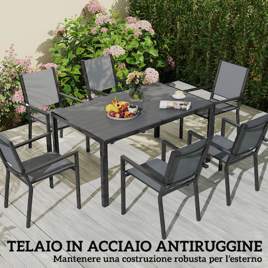 7-teiliges Garten-Essgruppe Grau