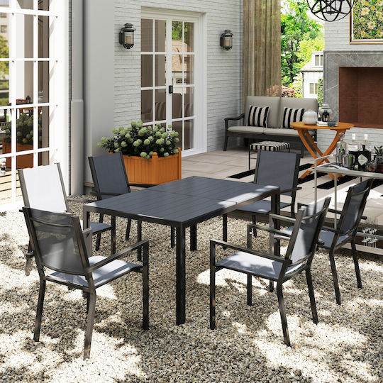 7-teiliges Garten-Essgruppe Grau