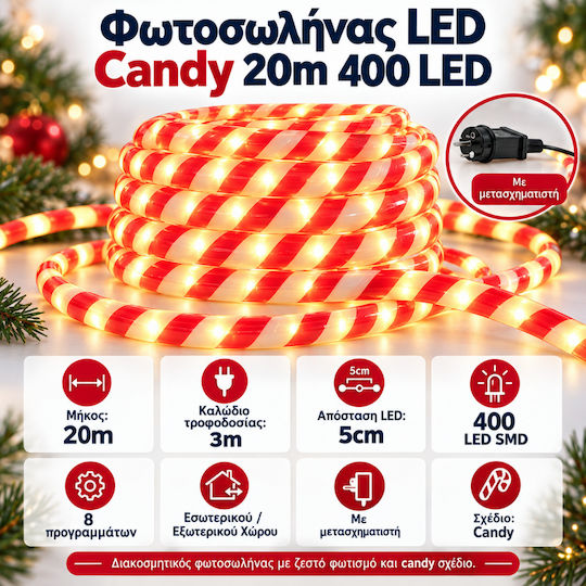 400 LED Tube Light with Programs 20m IP44