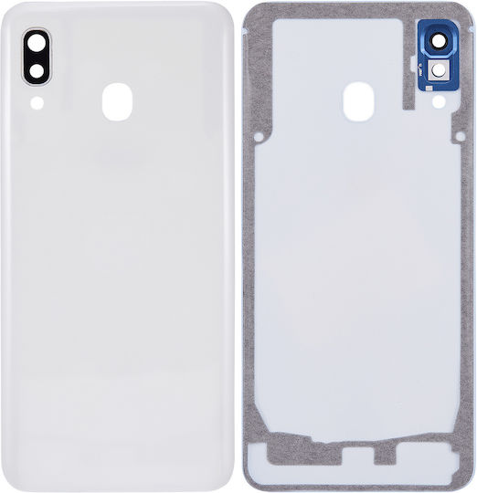Capac Spate din Sticlă cu Lentilă pentru Cameră Samsung Galaxy A30 A305 2019 Aftermarket Plus Alb