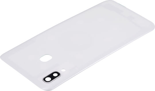 Capac Spate din Sticlă cu Lentilă pentru Cameră Samsung Galaxy A30 A305 2019 Aftermarket Plus Alb