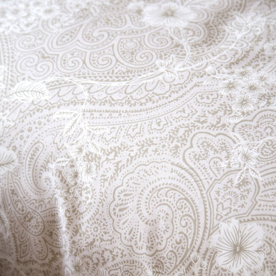 First Choice Комплект Плик За Завивка Памучен 200x220cm Двоен с 4 Калъфки за Възглавници & 1 Чаршаф Бежов