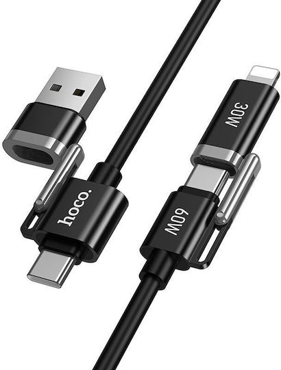 Hoco USB to Lightning / Type-C Cable 3A Μαύρο 1.2m 318576