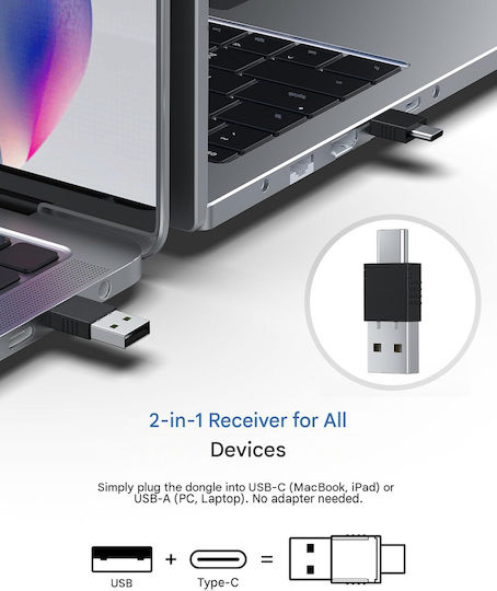 Wireless Presenter Dual Usb-c Usb-a Receiver 200 Mw Red Laser Pointer 50 M Range Plug Play Volume Control Hyperlink Powerpoint Macbook Pc Black