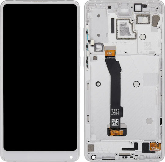 LCD-Baugruppe mit Rahmen für Xiaomi Mi Mix 2s, Aftermarket Plus, Weiß