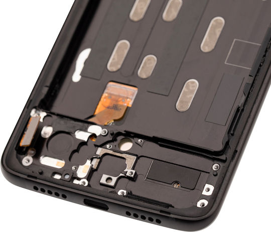 OLED Displayeinheit mit Rahmen OnePlus 6T A6010 A6013 Aftermarket Plus Mitternachtsschwarz