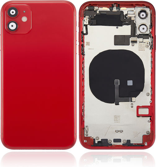 Back Housing W Small Components Pre-installed Iphone 11 No Logo Aftermarket Plus Red