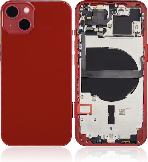 Заден корпус с малки части за iPhone 13, американска версия, неоригинален, Plus, червен