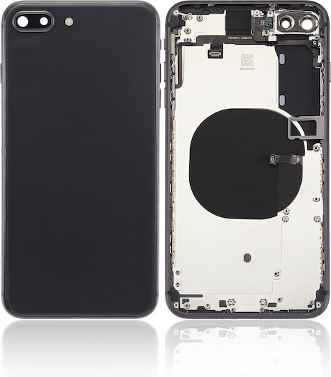 Rückseitige Gehäuseabdeckung mit vorinstallierten Kleinteilen für iPhone 8 Plus ohne Logo, Aftermarket Plus, Space Gray