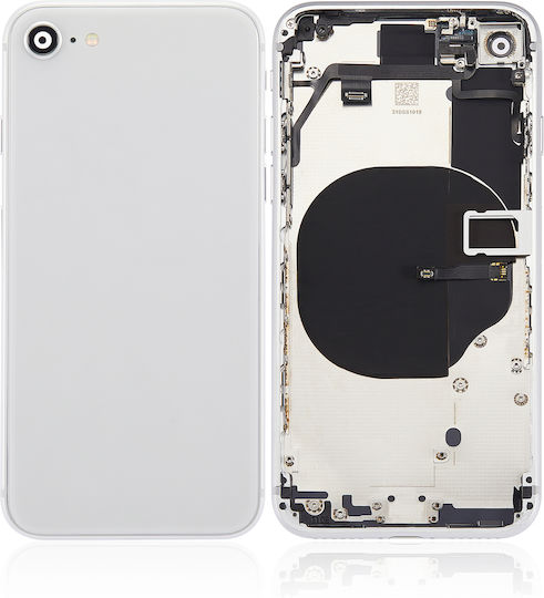 Заден корпус с предварително монтирани малки компоненти за iPhone 8 Plus без лого, съвместим заместител, сребрист