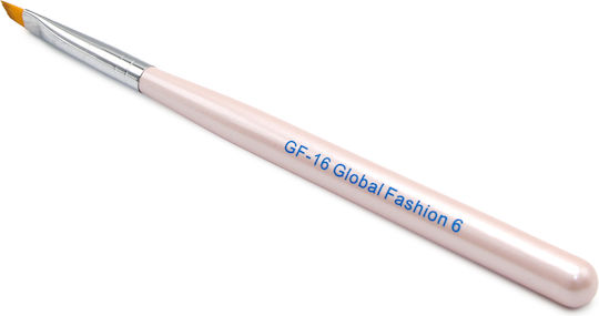 Скосена четка за нокти за гел Global Fashion Gf-16-6 № 6 Розова