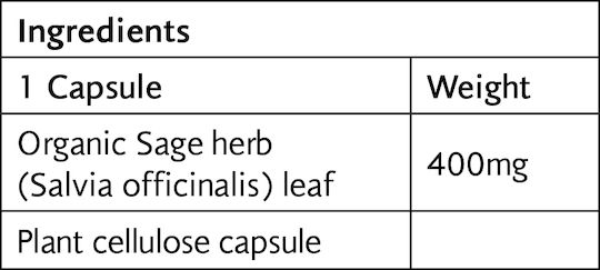 Viridian Organic Sage 400mg 30 caps