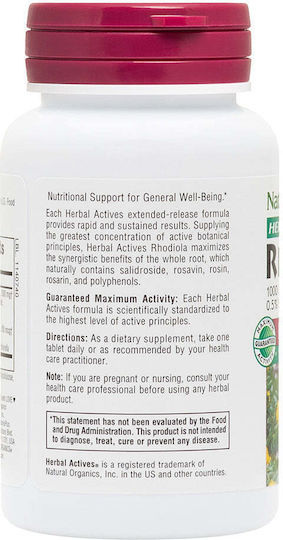 Nature's Plus Herbal Actives Rhodiola Extended Release 1000mg 30 Tablets
